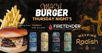 Firetender Stone-Oven Cooking & Bar, Smash Burger Night
