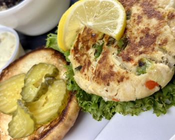 Stripers Bar & Grille Manteo, Crab Cabe Sandwich