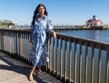 Bloom Boutique, Blue and White Print Dress