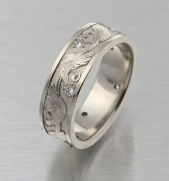Silver Bonsai Gallery, Celtic Leaf & Diamond Men's Ring