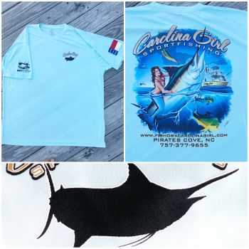 Carolina Girl Sportfishing Charters Outer Banks, Cool Dry Logo Tees (SPF 50)