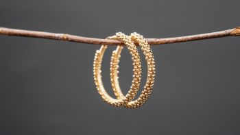 Nest, Spiral Gold Hoop Earrings