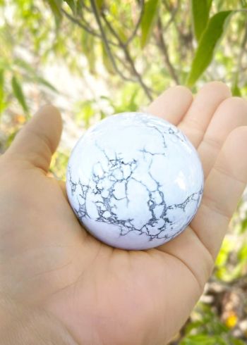 Avenue Grille & Goods, Large and Beautifully Polished Genuine Howlite Sphere