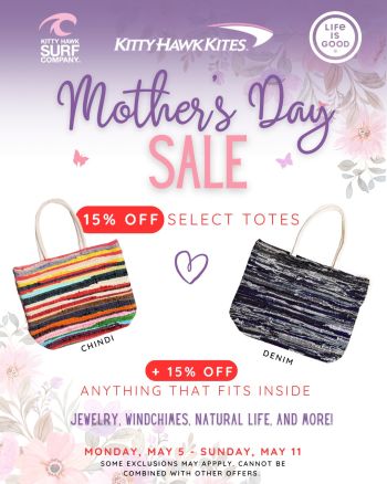 Kitty Hawk Kites, Mother's Day Tote Sale!